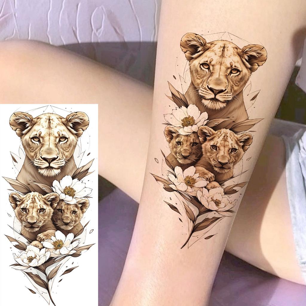 1 Sheet Sketch Flower Animals Temporary Tattoos For Women Long Lasting Waterproof Elephant Turtle Fake Tattoo Body Art Stickers