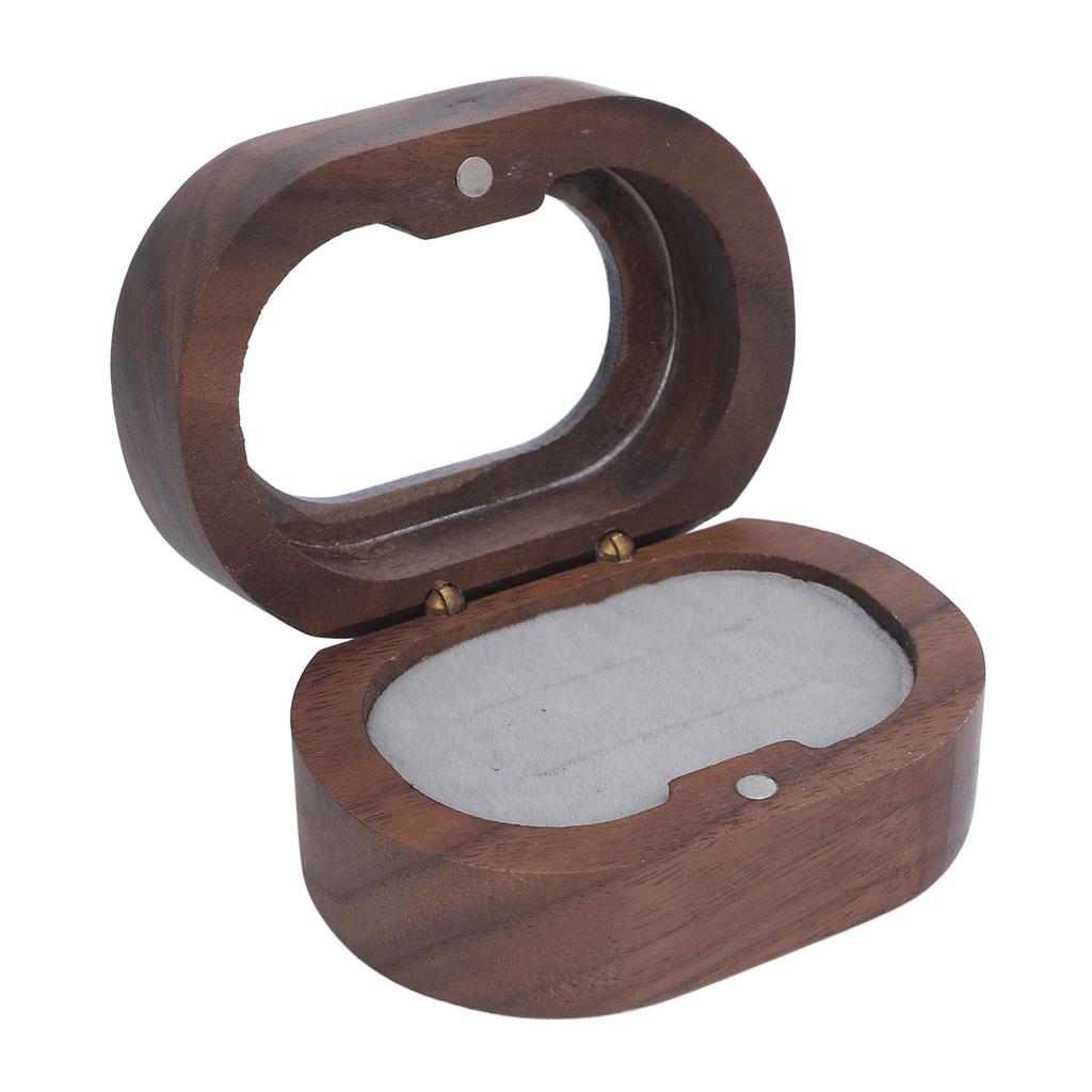 Trälåda för ringar Retrostil Kompakt Bärbar Magnetisk Stängning Ringhållarlåda för Daglig Användning Bröllop