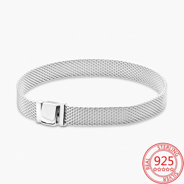 Authentic 925 Sterling Silver Infinite Knotted Heart T -Bar Strip Bracelet Multi -Snake Bangle Wedding Party Girls Fine Jewelry