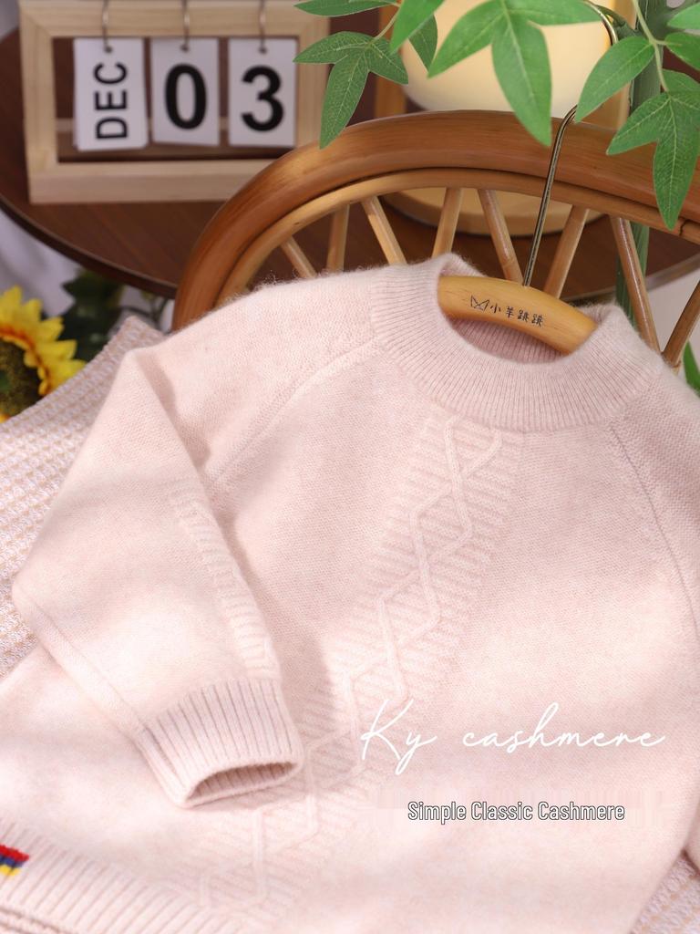 Kleine Schafe springen: Kinder Pullover 100% Kaschmir mit hohem Kragen - Verdickt für Wärme
