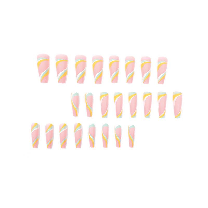 Wearing nail piece Multicolor wavy French nail matte nail piece Wearing nail finished long nail piece