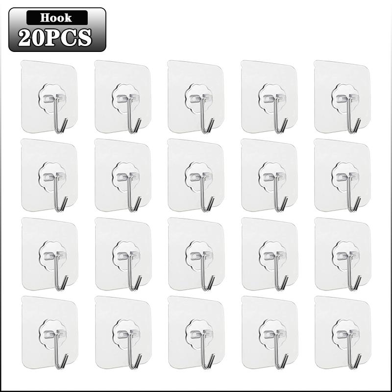 10-100PCS Transparent Stainless Steel Strong Self-adhesive Hooks Bathroom Towel Clothes Storage Sticky Hooks Key Pendant Storag