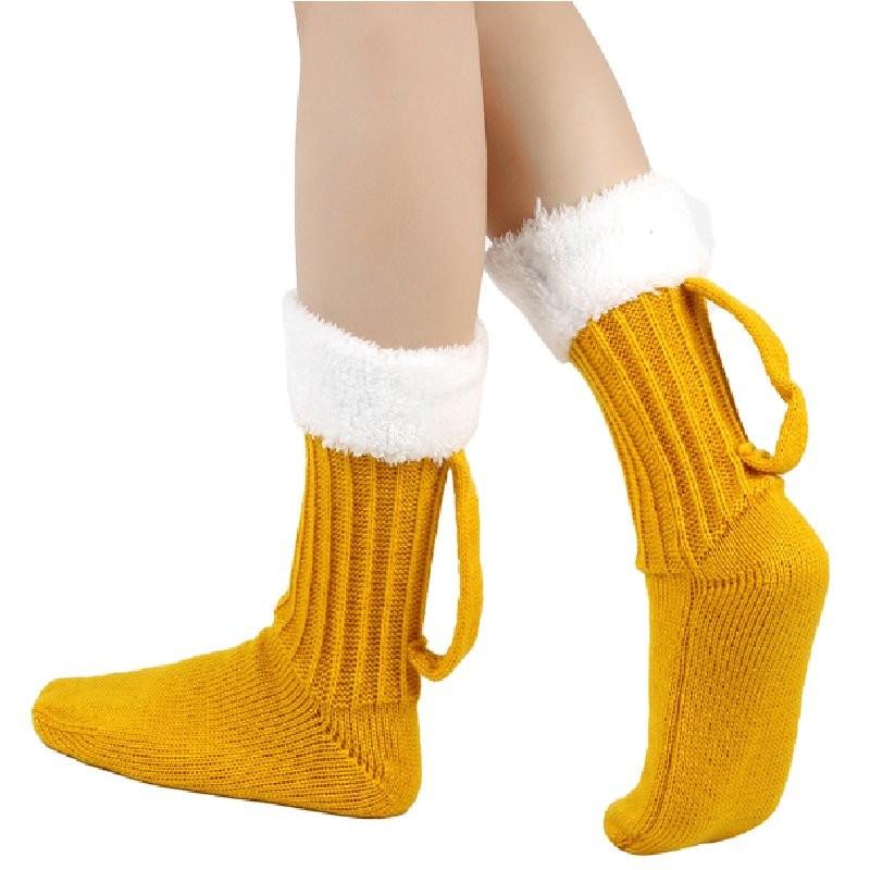 Shape Beer Mug Knitted Plush Midcalf Socks Winter Keep Warm Decoration Feet