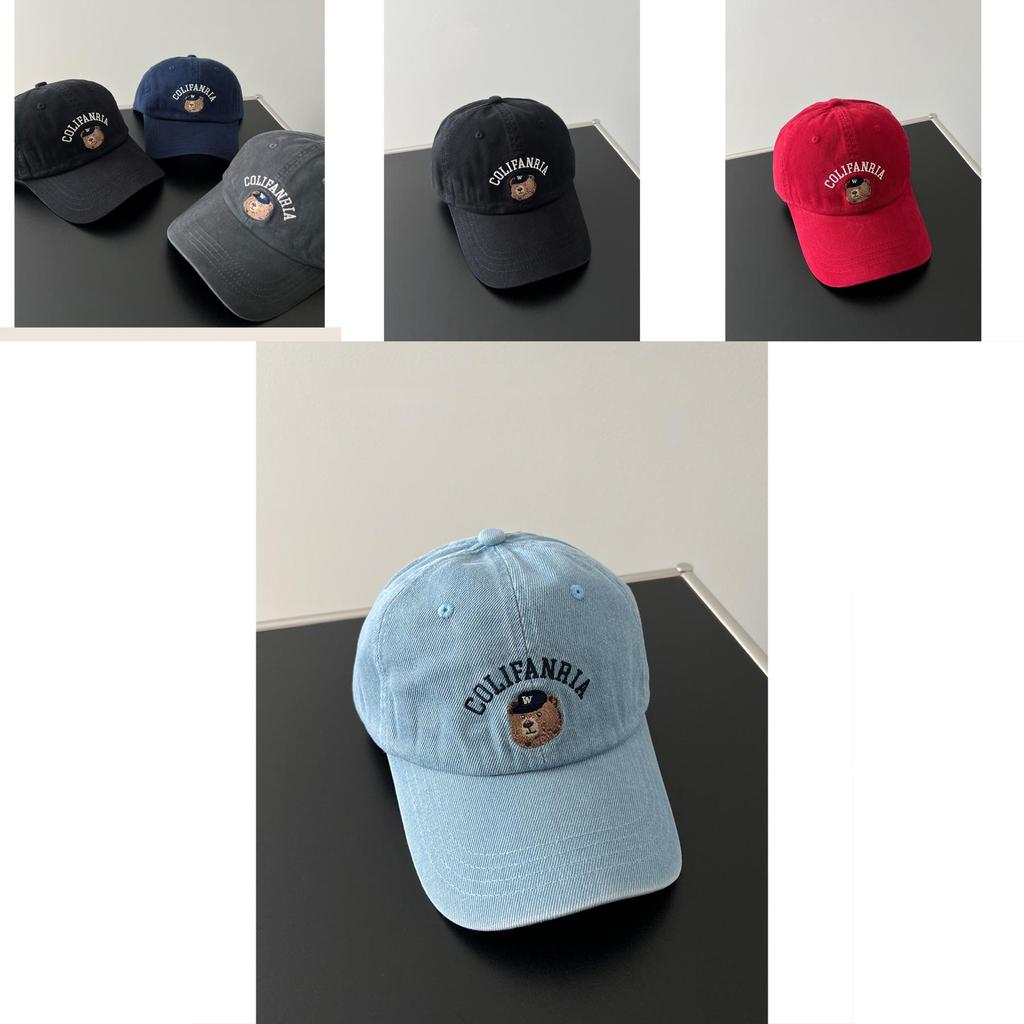 Colifanria Bear Embroidered Cotton Baseball Hat With Adjustable Fit For Sun Protection And Fashion