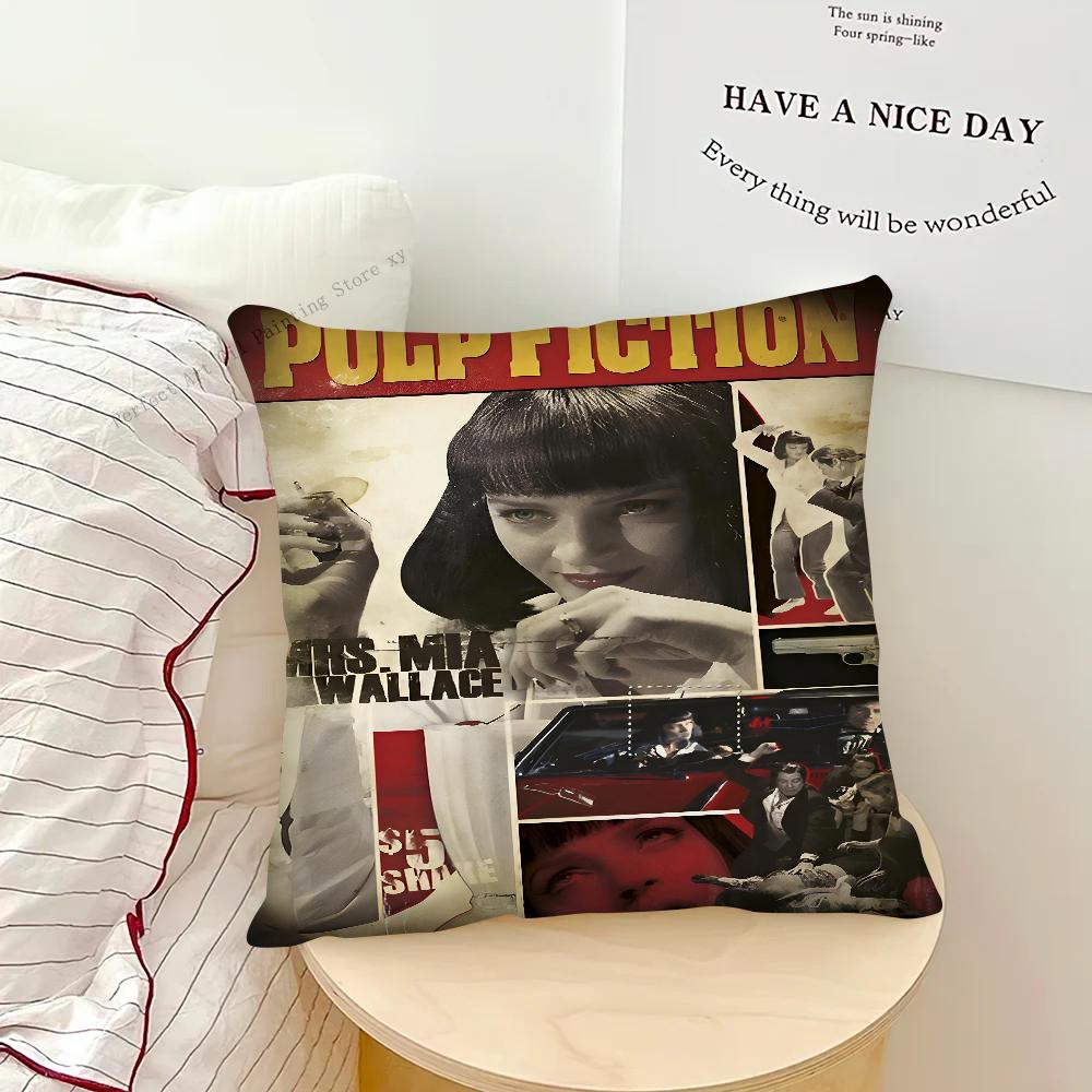 Movie P-Pulp Fiction Pillow Case Square Pillow Bedroom Sofa Leisure Comfort Cushion Car Living Room Home Decoration