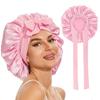 New Satin Solid Sleeping Hat With Stretchy Tie Band Elastic For Women Night Shower Cap Adjustable Hair Head Cover Bonnet Turban