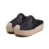 Women's Breathable Mesh Chunky Flat Bottom Shoes Slip on Embroidery Platform Shoes Large Size Casual Shoe White Female Footwear