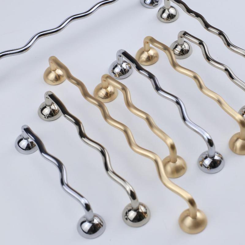 Wavy Rust Resistant Cabinet Door Handles Zinc Alloy Sleek Pulls for Bedroom Wardrobe Cupboard Home Upgrade