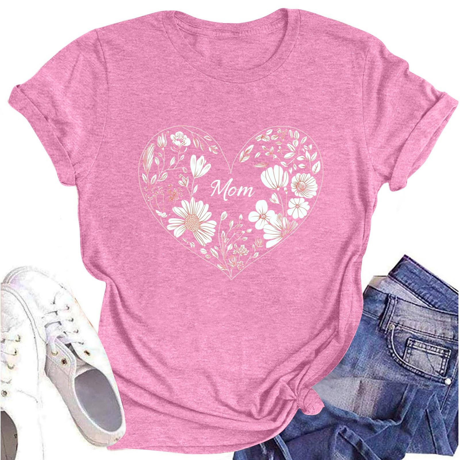 

Жіноча футболка з принтом, з круглим вирізом та короткими рукавами XL рожевий