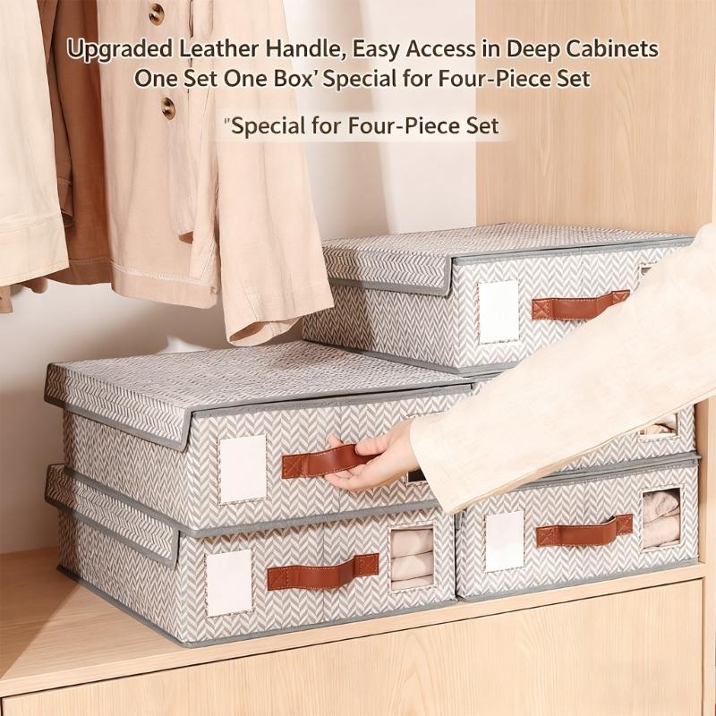 Spacious Bed Sheet Storage Container Nonwoven Materials Dustproof Cover Bedding Organiser With Detachable Lid