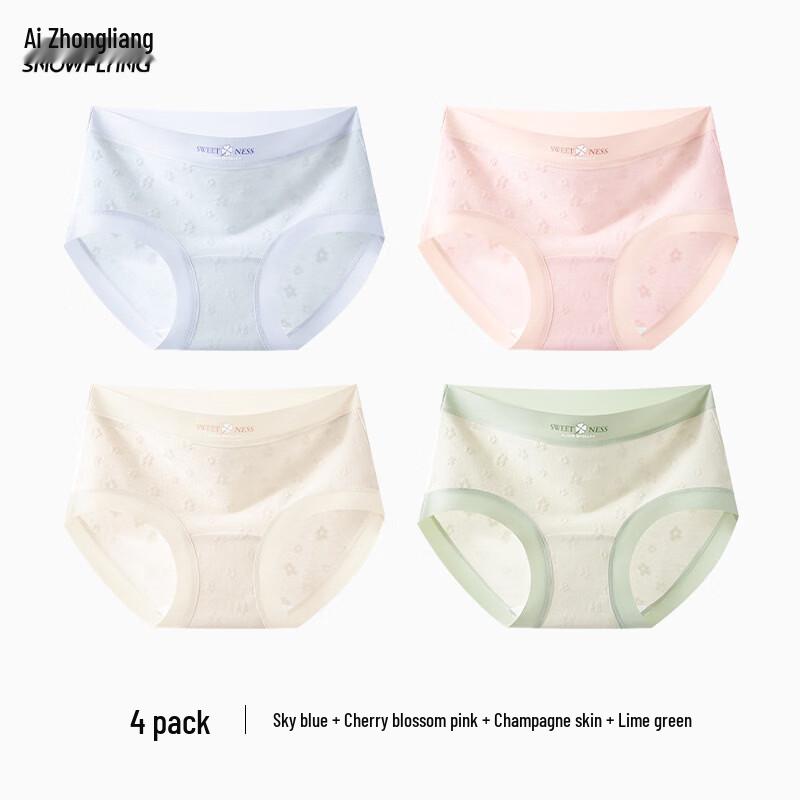 SNOWFLYING Women's 4-Pack Seamless Cotton Antibacterial Briefs