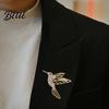 Vintage Alloy Brooch Bling Rhinestone Hummingbird Brooch  Hollow Flying Bird Jewelry Pin  Accessory for Coats Scarves Dresses Shirts Lapel Pin