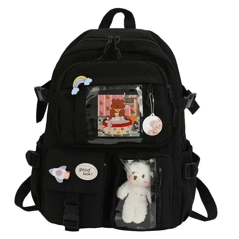 Kawaii Aesthetic Women Backpack School Bag for Teen Girls Japanese Korean Rucksack Student Bookbags Cute School Backpack Mochila