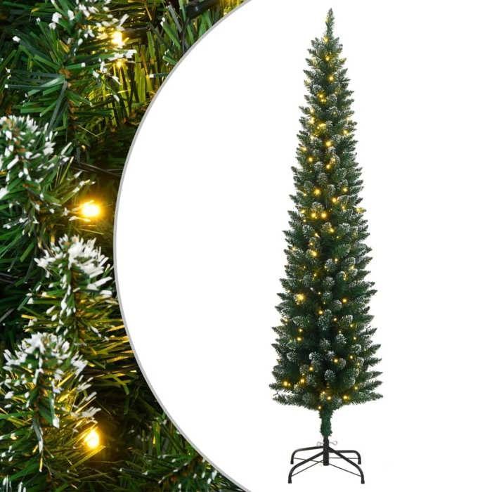 VidaXL Sapin de Noël artificiel mince 300 LED 180 cm, arbre de Noël, sapin de Noël réaliste, ornement de Noël, faux sapin de 3315760
