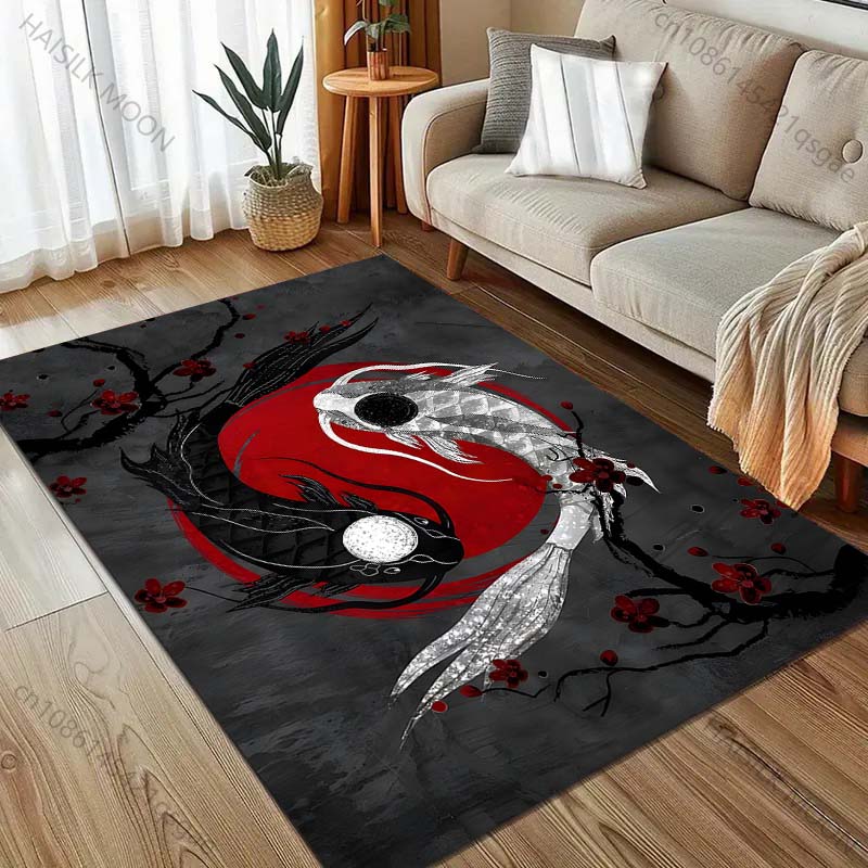 Pisces Yin Yang Art Print Carpet for Living Room Bedroom Bedside Sofa Floor Mat Modern Home Decor Area Rug Large Size