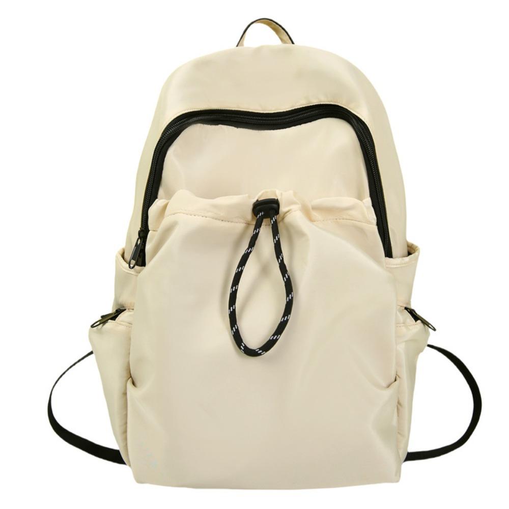

Korean Style Solid Color Shoulder Bag Solid Color Casual Backpack Sport Nylon Backpack Women бежевый