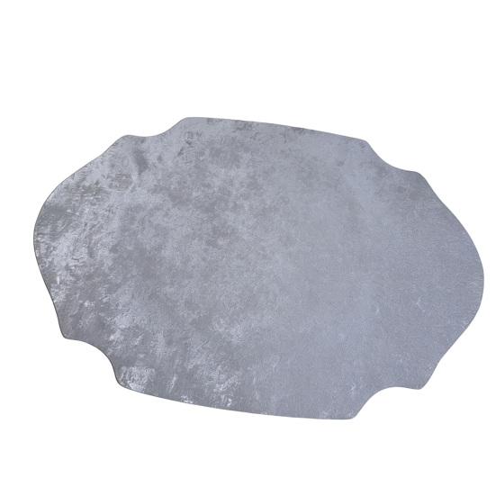Retro Irregular Oval Placemat, Heat Resistant Non-Slip Dining Placemat, Elegant Artificial Leather Table Protector Mat for Home Dining A серый
