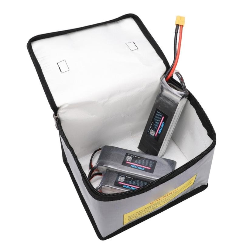 Fire Resistant Battery Organizer Pouch Carrying Handle Zipper System Safe Storage Solution For Models