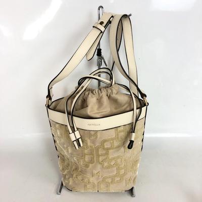 [USED] Marella Drawstring Shoulder Bag Beige Suede Texture Embossed Crossbody Women's Casual Bag Japan Import