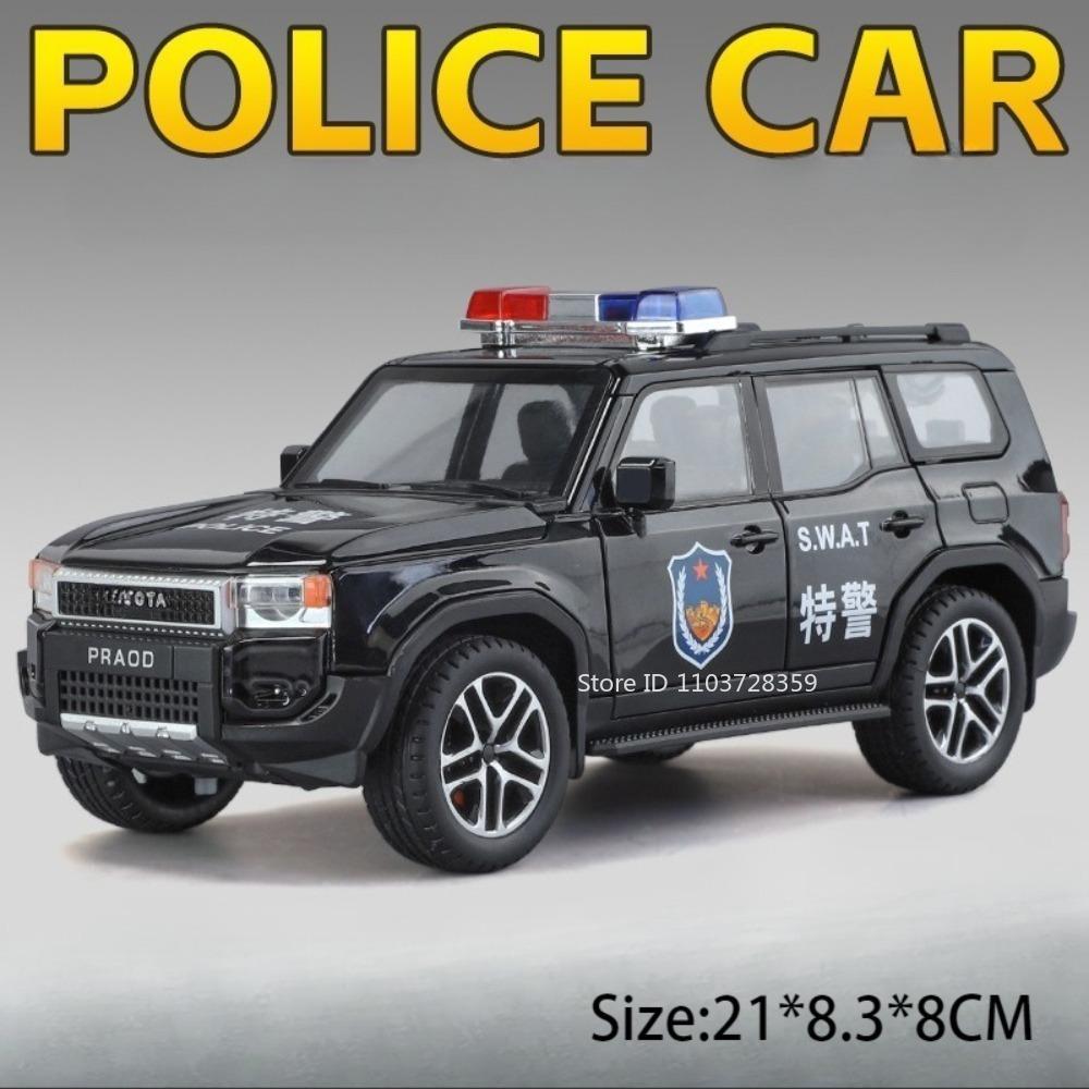 

1:24 Police Car Rezvani Vengeance Prado Toy Models Alloy Diecast Miniature Off-road Vehicles Doors Opened Shock Absorption Gifts