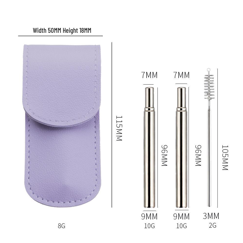 304 Stainless Steel Foldable Telescopic Straw with Brush - Outdoor Gift Tableware