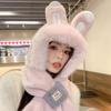 Winter Rabbit Ear Hat Ear Protection Bib Scarf Hat Fashion Plush Hat  Children