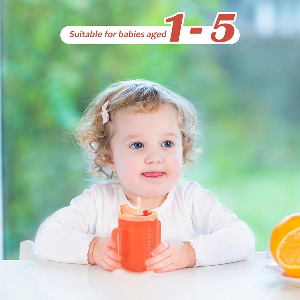 Alasum Adult Sippy Cup Independence 2-Handle 300ML Plastic Mug Drinking Cup with Straw Lid Handicap Cups for Limited Mobility Handicapped Accessories