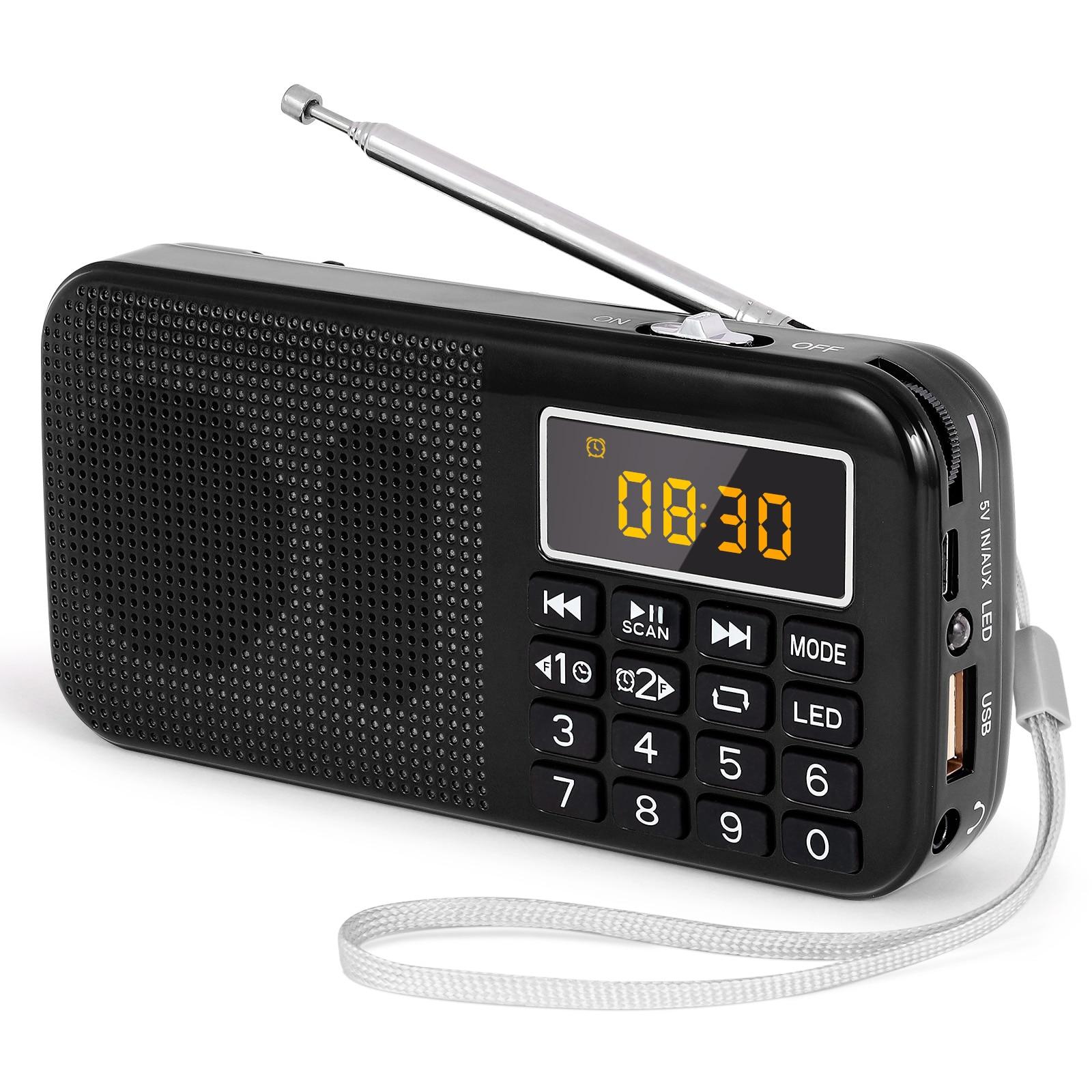 

Радіо FM Портативні радіостанції Цифрове радіо Акумуляторне радіо USB/SD/TF/AUX Плеєр Ліхтарик Будильник Світлодіодний дисплей чорний