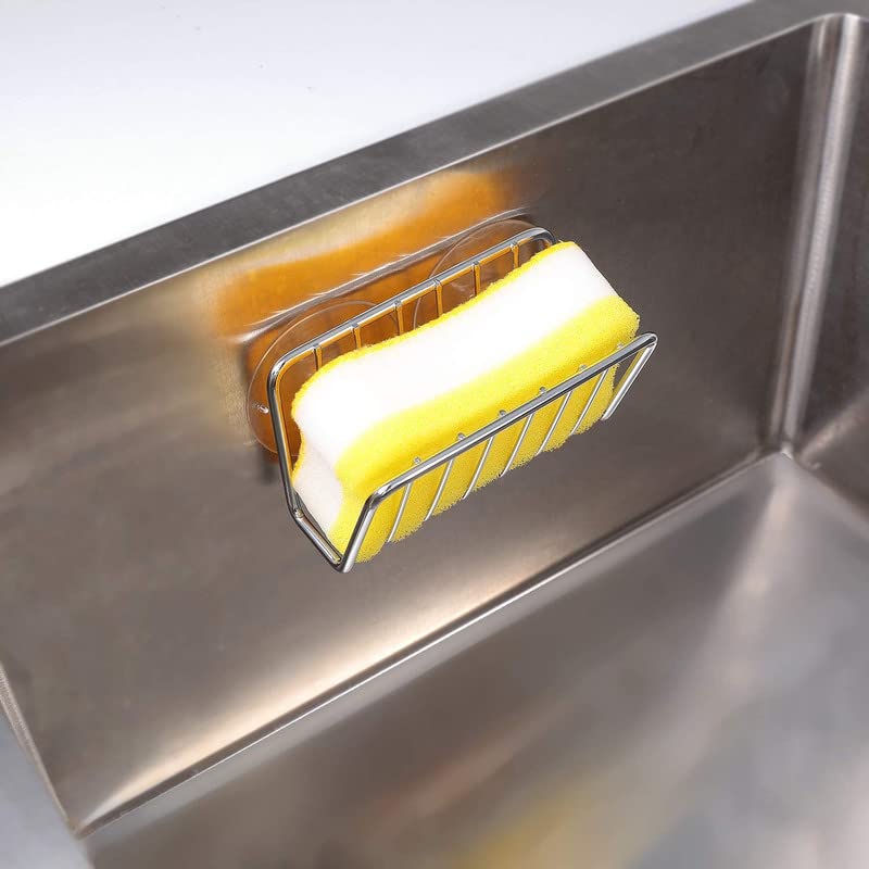 Θήκη Σφουγγαριού για Νεροχύτη Κουζίνας Κινητή Θήκη Σφουγγαριού Νεροχύτη με Βεντούζες Ανοξείδωτη Θήκη Νεροχύτη Βεντούζα Σφουγγαράκι Καθαρισμού