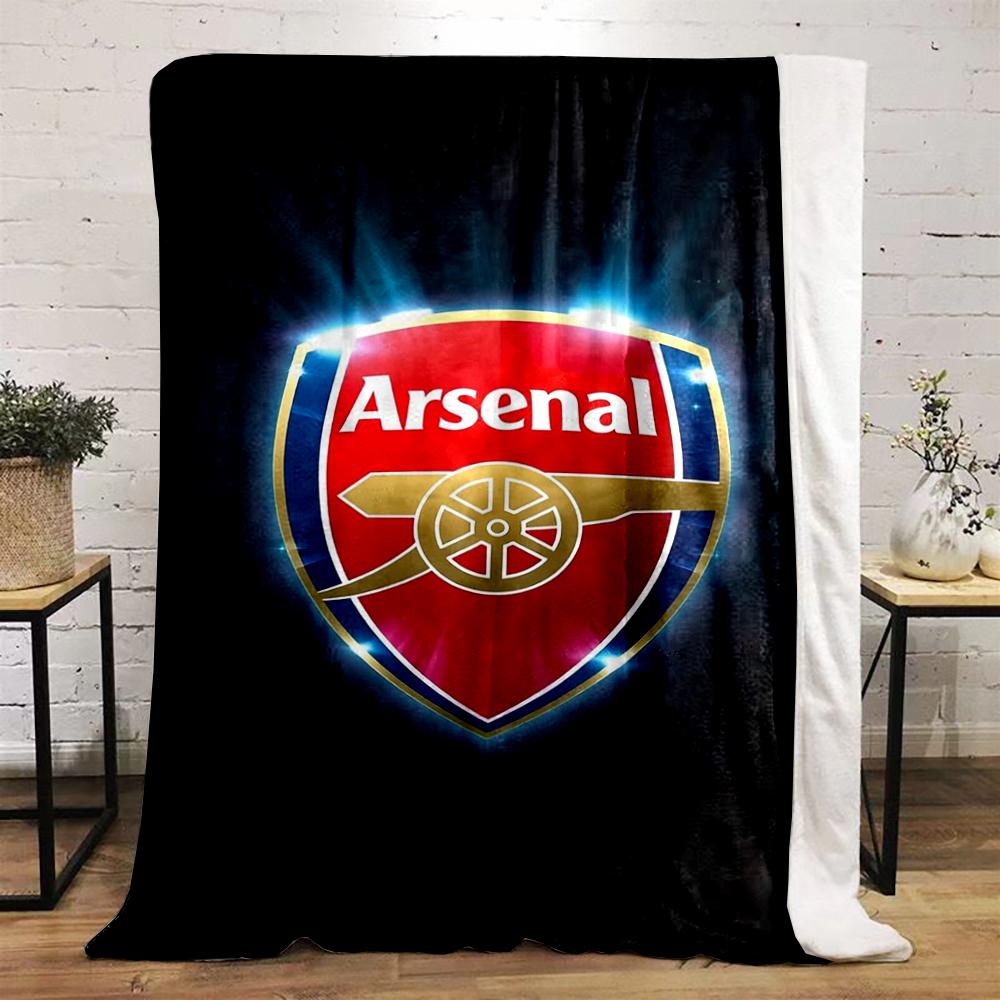 Arsenal logo with glowing shield design Flannel blanket for bedroom, living room, sofa, and nap sofas