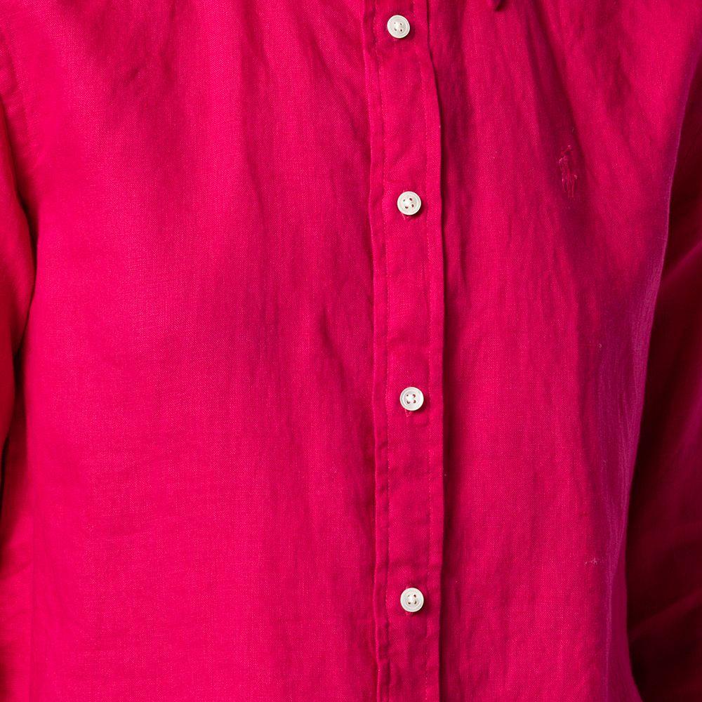Polo Ralph Lauren SS22 Embroidered Logo Pattern Fitted Long Sleeve Shirt Women Shirts Pink 211827658-001