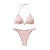 Deep V Halter Bikini Set Two-Piece Summer Beachwear Push Up Ladies' Swimwear  Beachwear