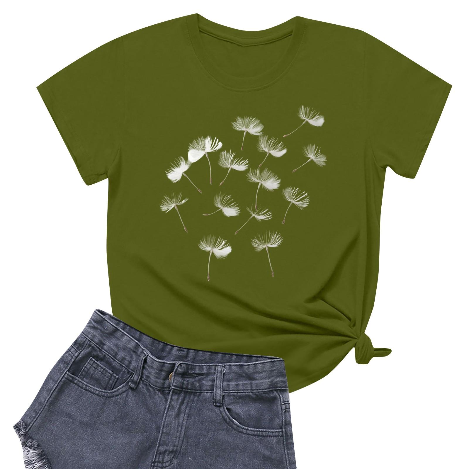 

Женская повседневная футболка с круглым вырезом и короткими рукавами с принтом XL