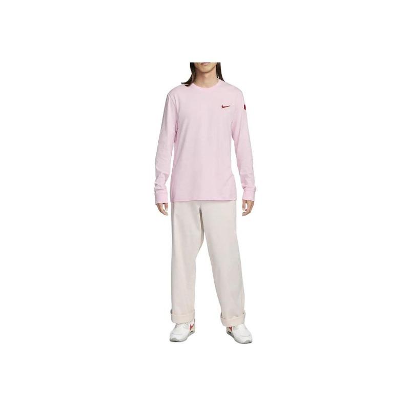 Nike Valentinstag Serie Einfarbig Rundhals Lässig Langarm T-Shirt Herren Oberteile Schaumrosa FV3994-663