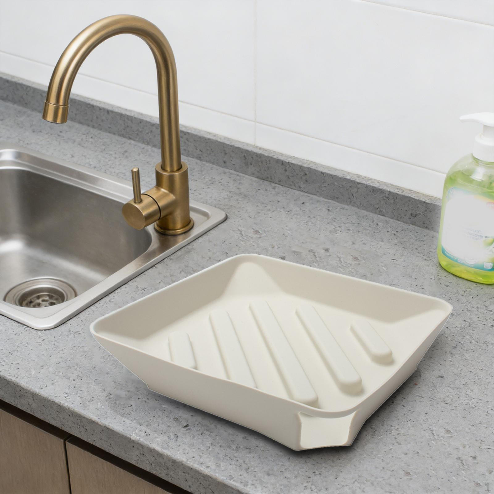 

Поддон для сушки Силиконовый держатель для губки и мыла Гибкий Портативный Многофункциональный для посуды бежевый