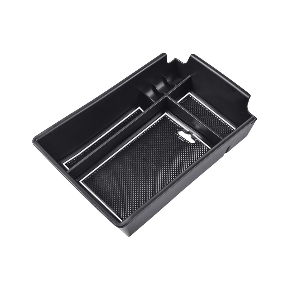 Red center console storage box with anti-slip mat Center Organizer Tray ABS Black Suitable for Hyundai 5th Gen Tucson