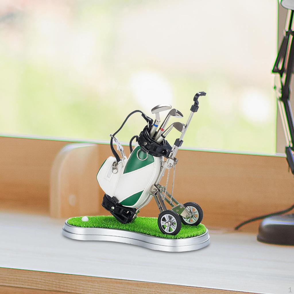 Golf Bag Miniature Pen Holder Souvenir 20x12x20cm Decorative Desk Toy for Home Office Book