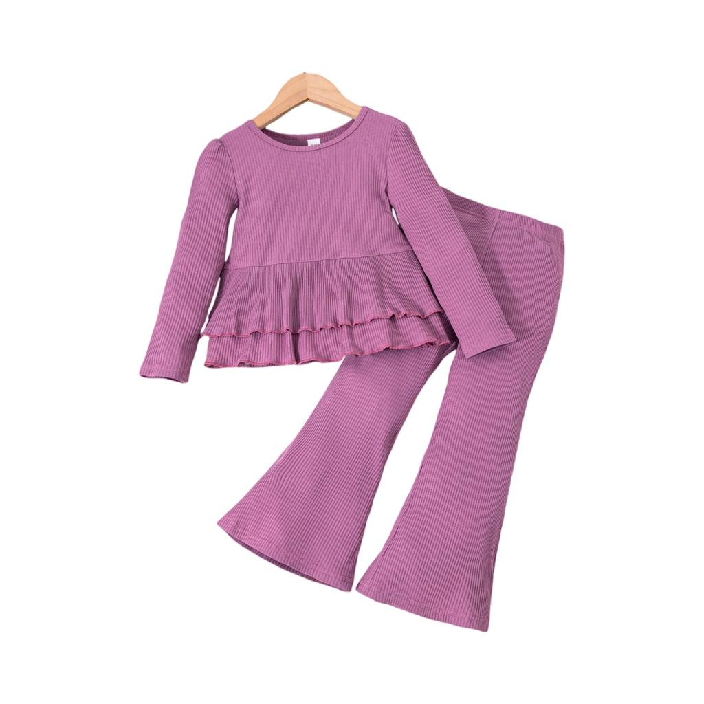 Kids Cartoon Casual Fashion Outfit Set Long Sleeve Top & Pants