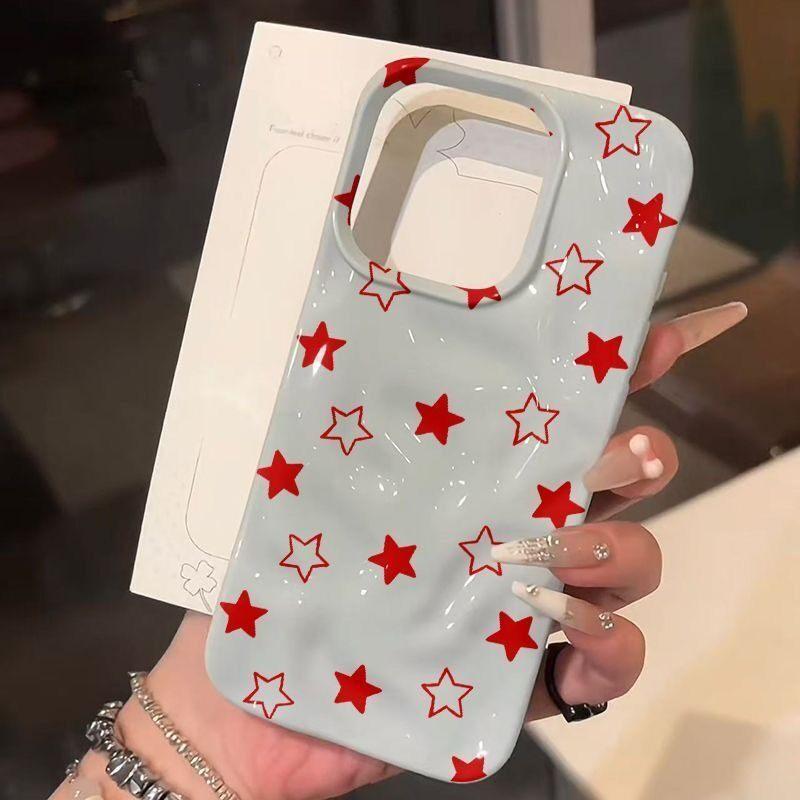 Retro Red Star Pattern Wave Texture Phone Case for iPhone 17 Air 16 15 14 Plus 13 12 11 ProMax 16Plus Shockproof Soft Back Cover