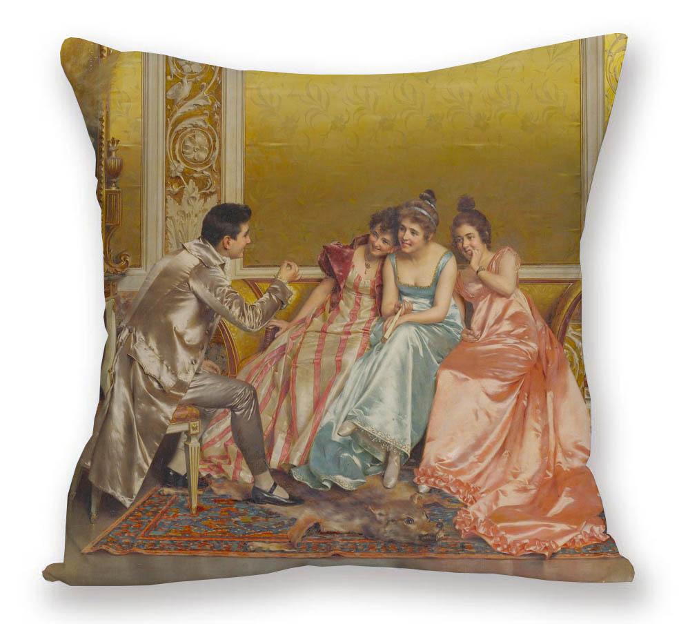 European Royal Woman Beauty Portrait Painting Cushion Covers Decorative Pillow Case For Sofa 45X45cm