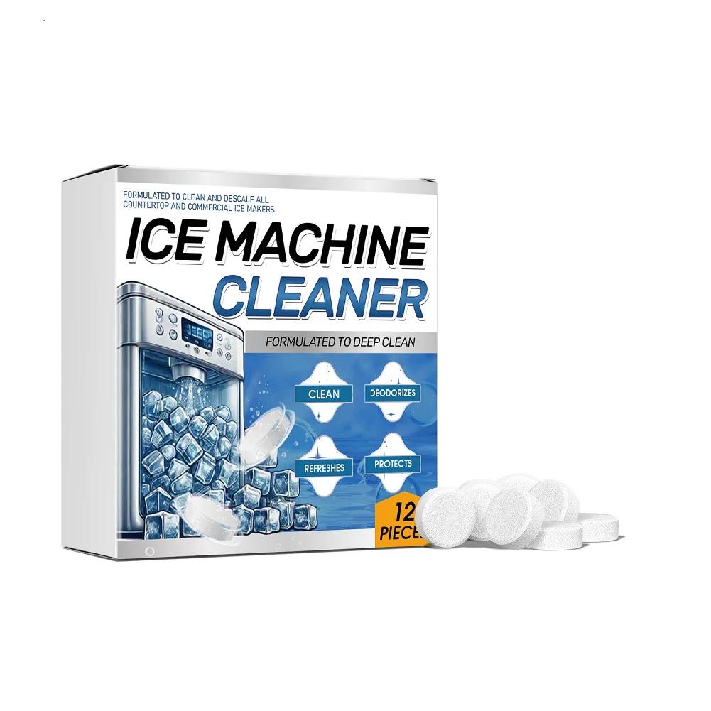 12-24 Piezas Limpiador Descalcificador para Máquina de Hielo Pastillas Efervescentes de Limpieza Para Descalcificar Desodorizar Prolongar la Vida Útil de la Máquina de Hielo