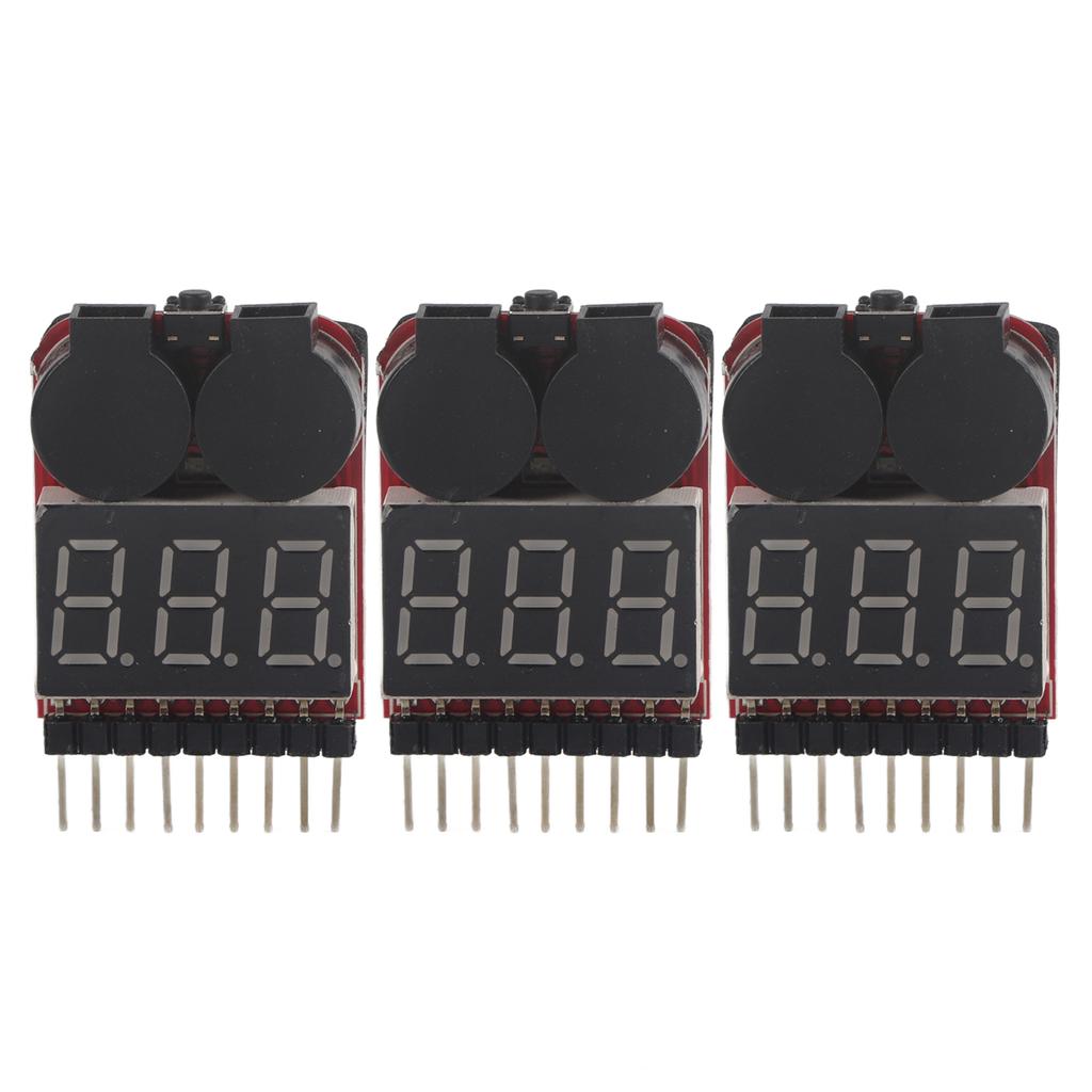 3Pcs Set RC 1S 8S Lipo Battery LED Tester Low Voltage Alarm Buzzer Checker RC Accessory