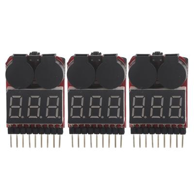 Ensemble de 3 pièces Testeur LED de batterie Lipo RC 1S8S Alarme de basse tension Buzzer Vérificateur Accessoire RC