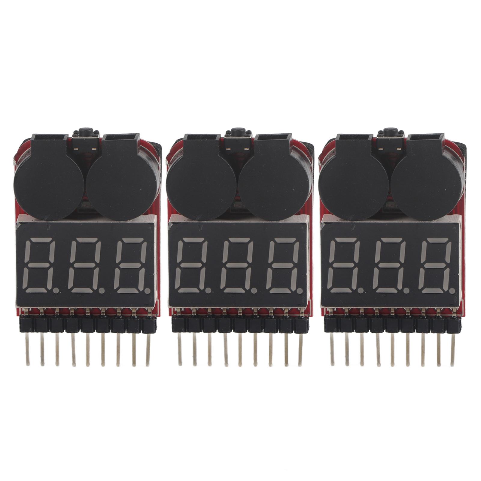 

3Pcsset RC 1S8S Lipo Battery LED Tester Low Voltage Alarm Buzzer Checker RC Accessory