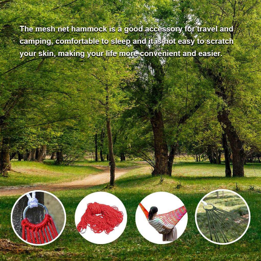 Nylon Hammock Portable Outdoor Single\-Person Mesh Net Sleeping Bed Hammock for Outdoor Travel Camping hamak blue green red