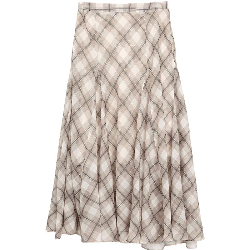 Betu Women s Plaid A-Line Midi Skirt L