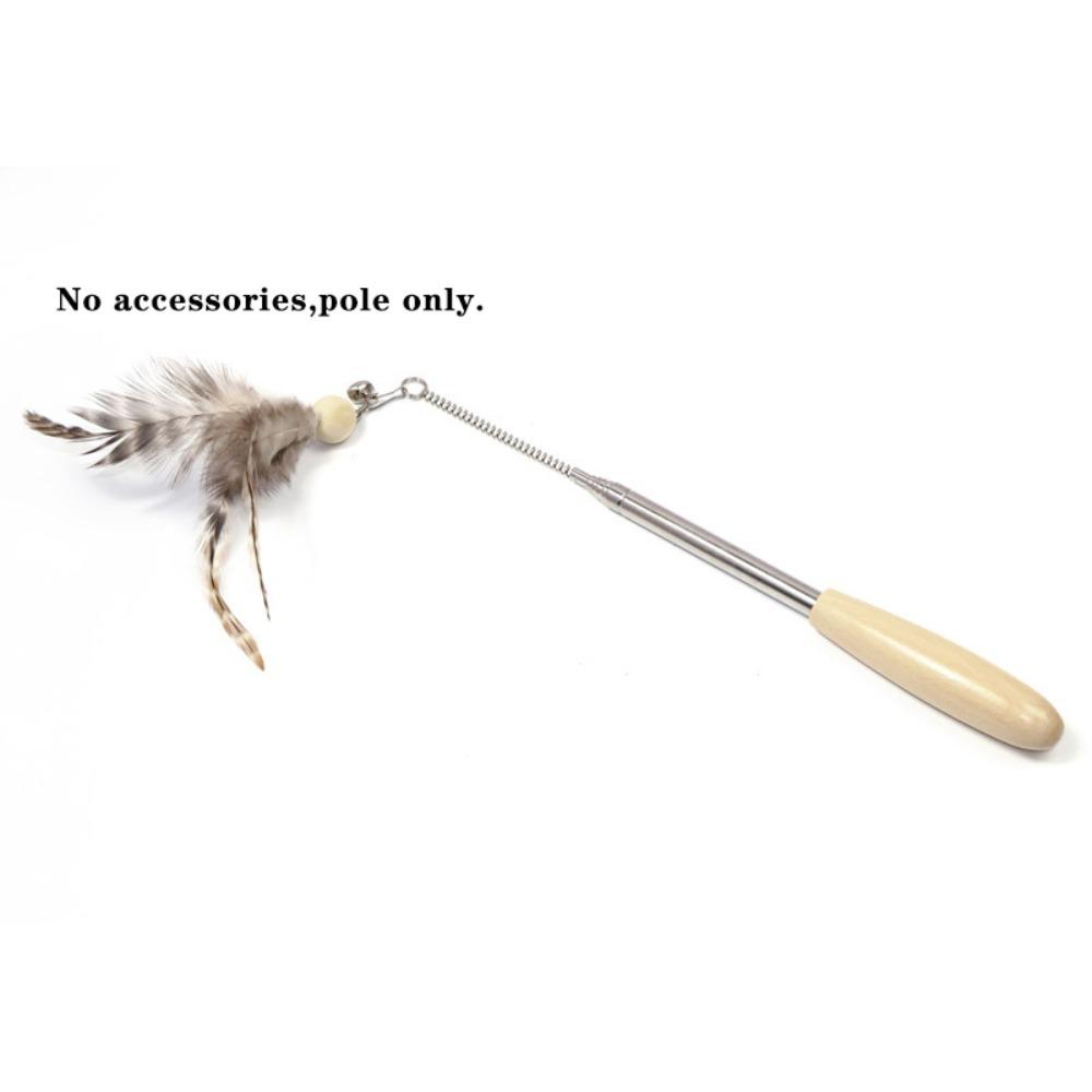 Retractable Cat Wand Pole Stainless Steel Interactive DIY Cat Exercise Stick Adjustable Length with Hanging Loop