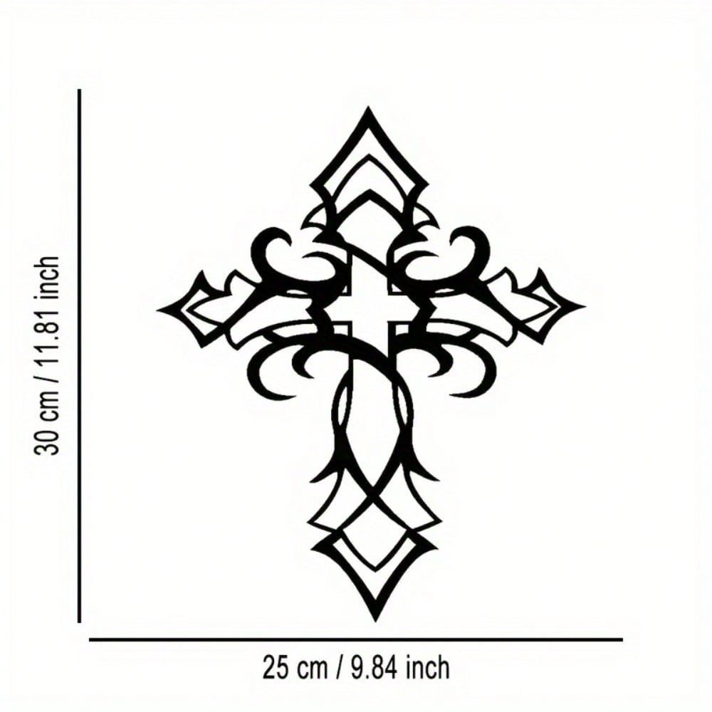 

1pc Ornamental Cross Vine Metal Wall Art Cut Out Black Iron Home Office Cafe Decor Housewarming Religious Gift