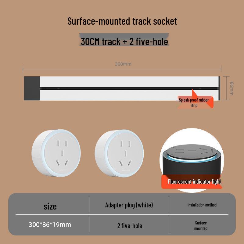 Movable Surface-Mounted Wireless Track Socket for Kitchen Island