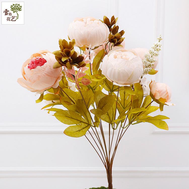 Simulation of 13 autumn bud peonies, home decoration silk flowers